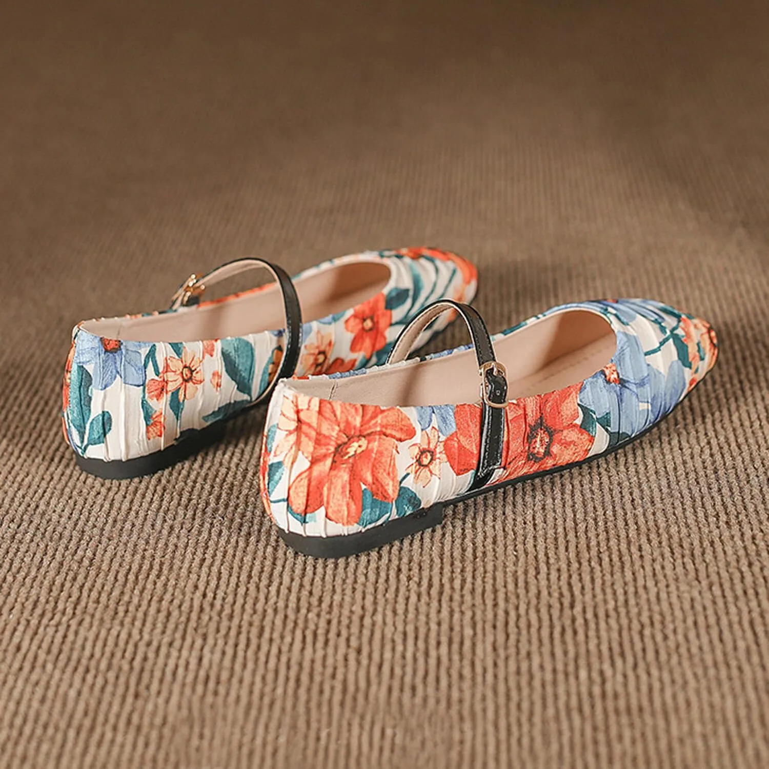 Women Square Toe Mary Jane Flats Shoes Ankle Strap Comfortable Flats Shoes