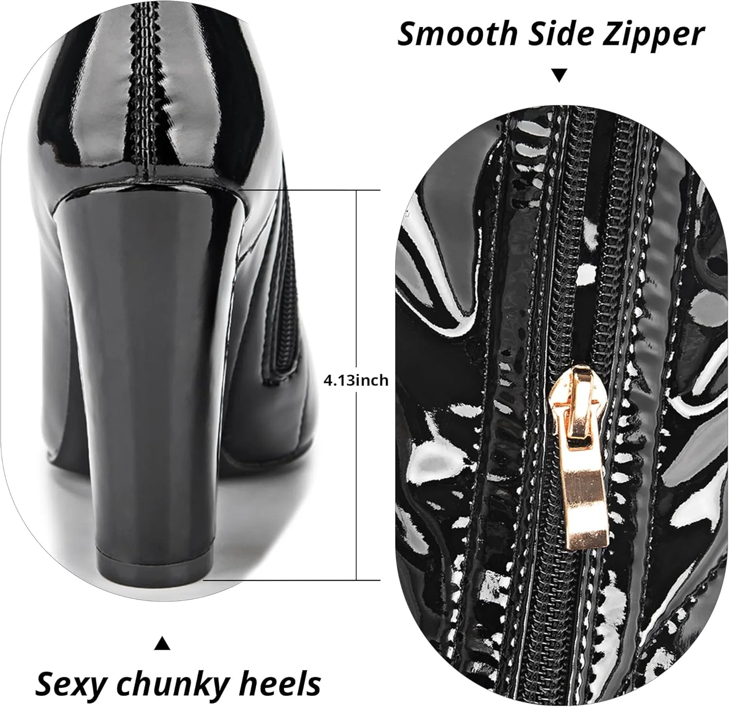 Women Thigh High Boots Chunky Heel Over The Knee Boots Patent Leather PU Stretchy Tall Boots Sexy Pointed Toe Fashion GOGO Boots Prom Party Knee High Boots