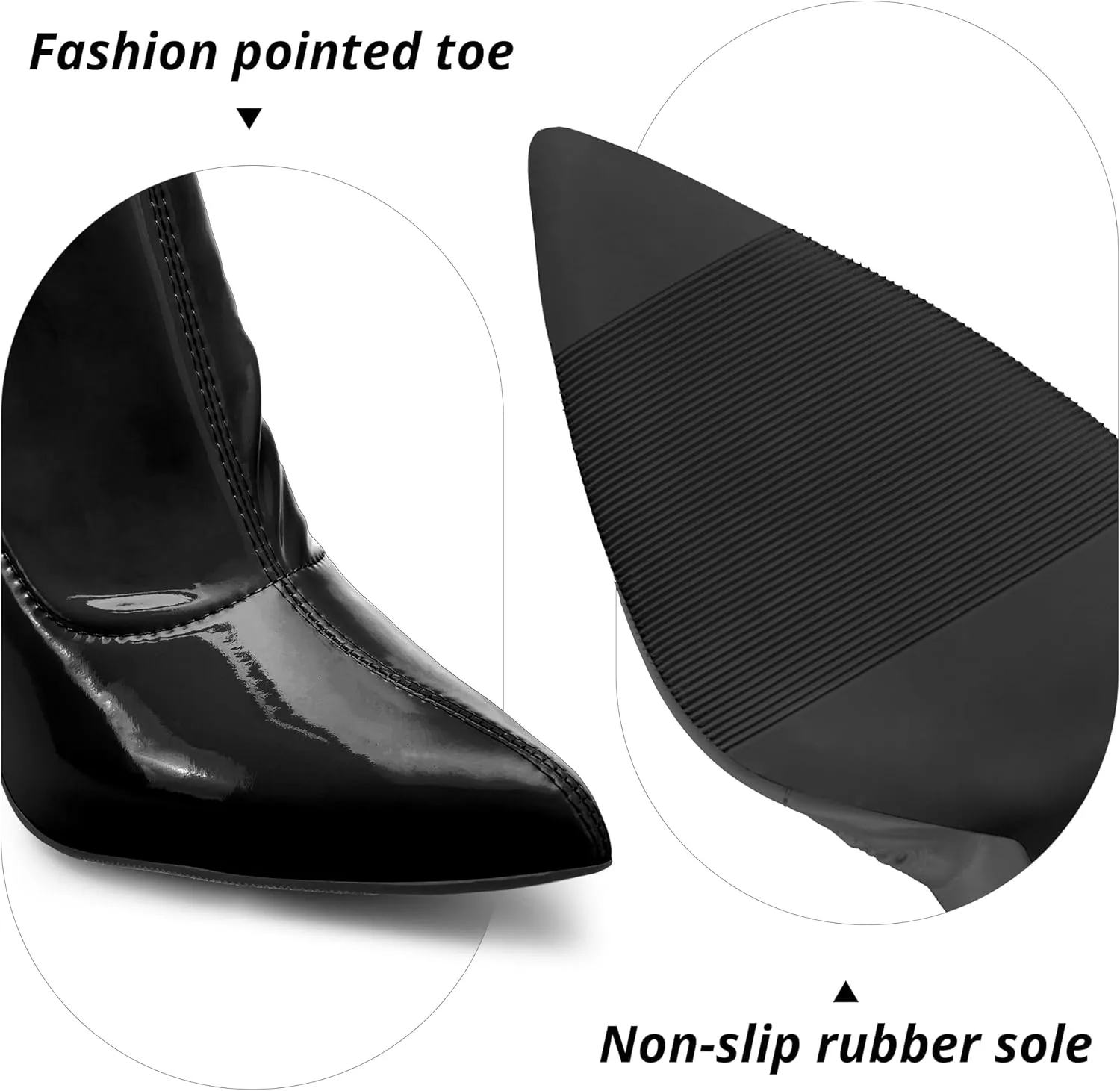 Women Thigh High Boots Chunky Heel Over The Knee Boots Patent Leather PU Stretchy Tall Boots Sexy Pointed Toe Fashion GOGO Boots Prom Party Knee High Boots