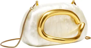 Women's Acrylic Evening Clutch-Metal Handle Evening Bag Trendy Ladies Shoulder Crossbody Purse