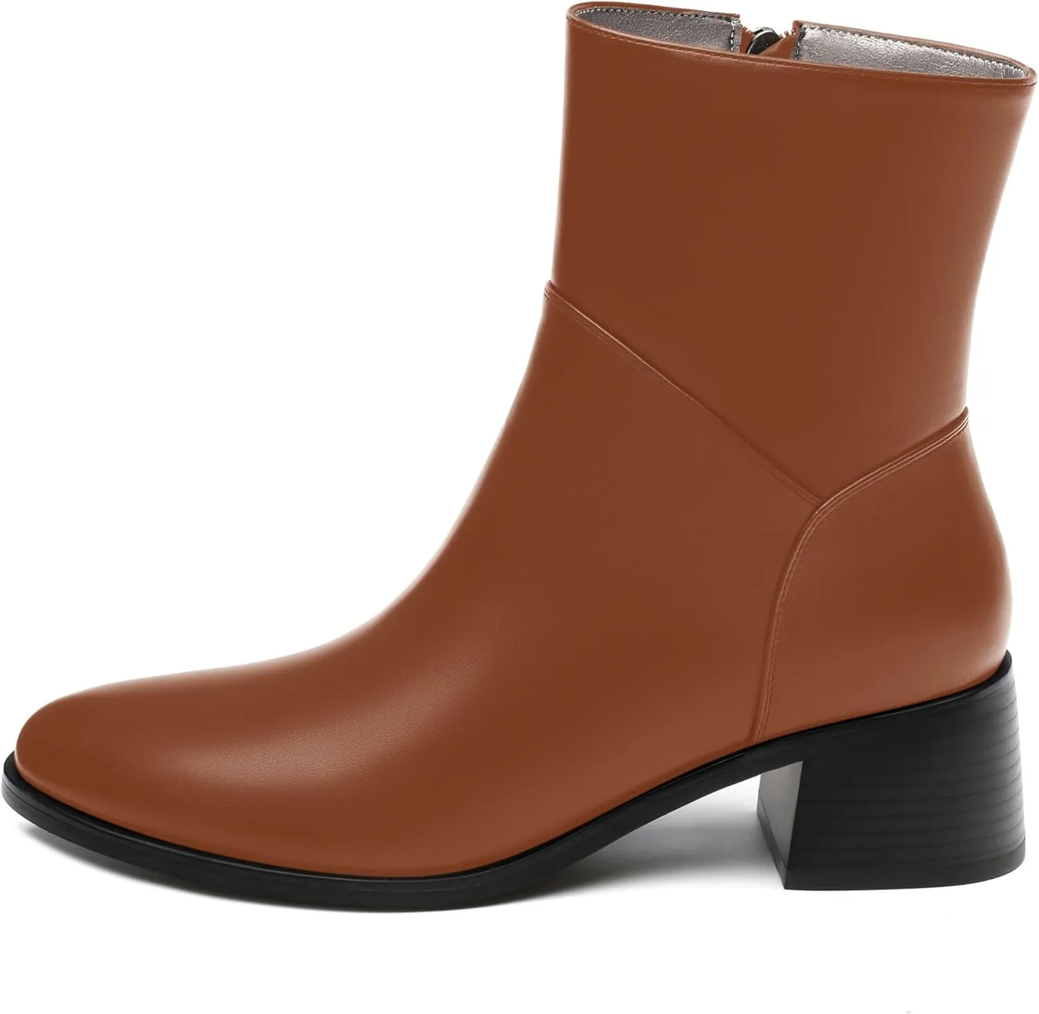 Women's Ada Fashion Round Toe Ankle Boots, Low Chunky Heel Side Zipper Short Boots, Fall and Winter Dating Office Commuter Boots Shoes