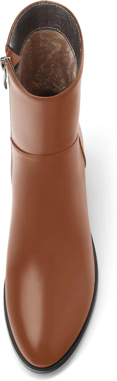 Women's Ada Fashion Round Toe Ankle Boots, Low Chunky Heel Side Zipper Short Boots, Fall and Winter Dating Office Commuter Boots Shoes