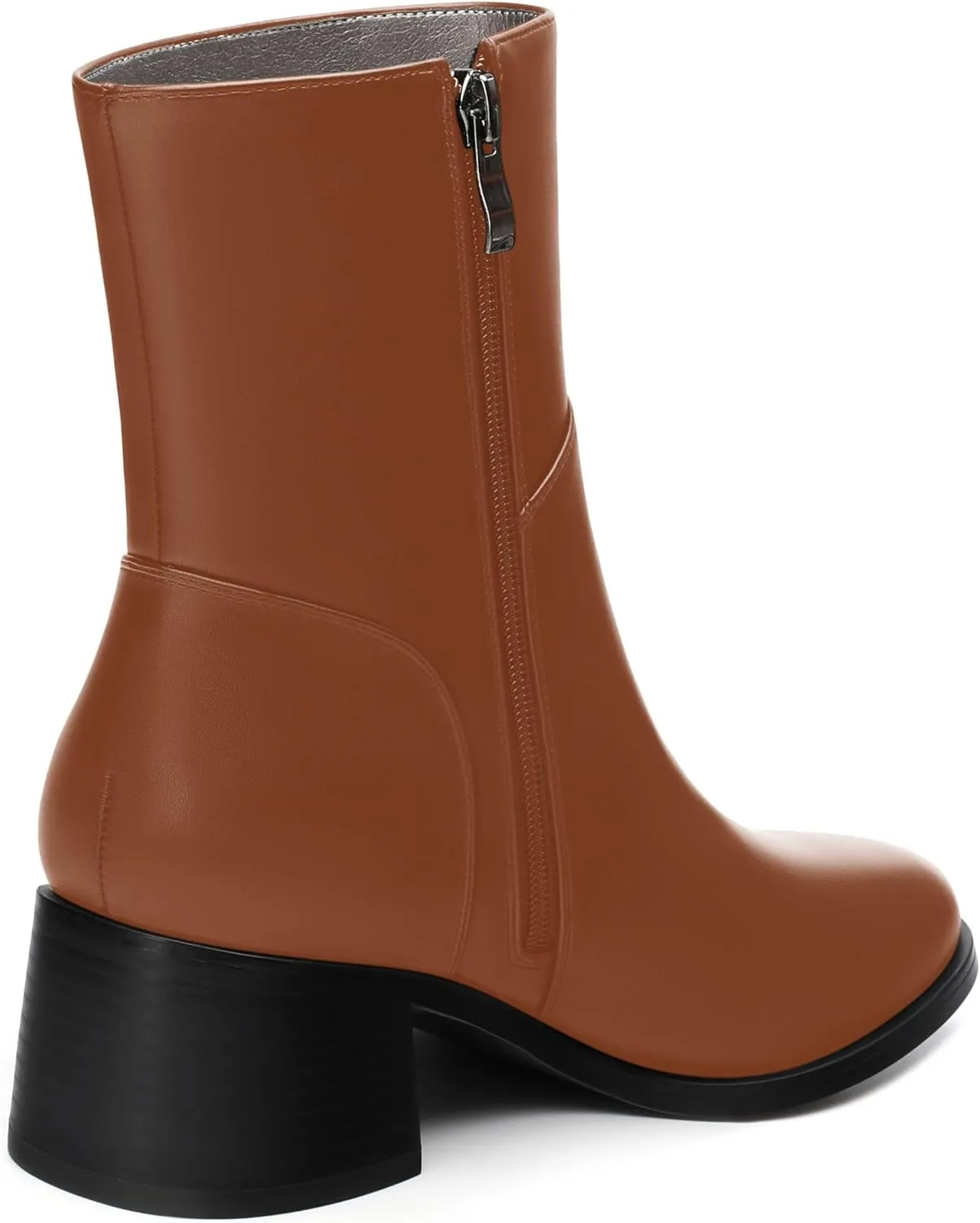 Women's Ada Fashion Round Toe Ankle Boots, Low Chunky Heel Side Zipper Short Boots, Fall and Winter Dating Office Commuter Boots Shoes