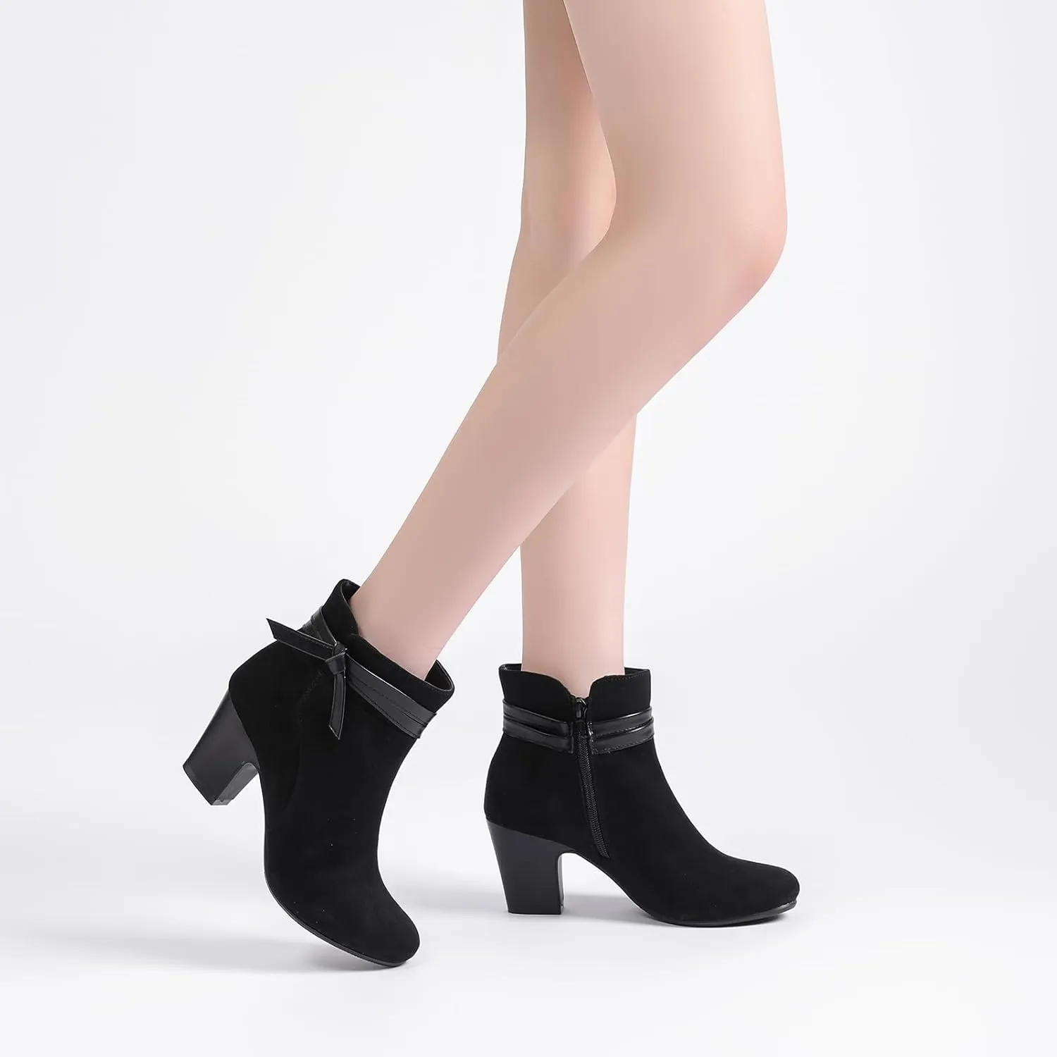Women's Ankle Boots Casual Fashion Ladies Chunky Heeled Booties Comfortable Low Mid Heel Round Closed Toe Fall Winter Boots for Women.