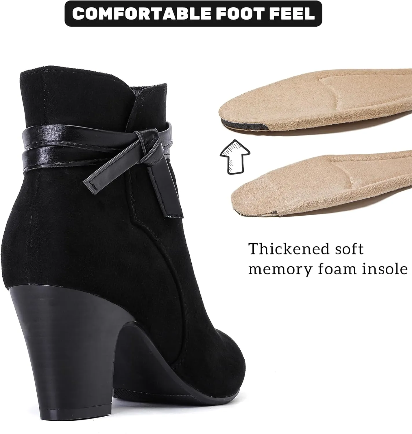 Women's Ankle Boots Casual Fashion Ladies Chunky Heeled Booties Comfortable Low Mid Heel Round Closed Toe Fall Winter Boots for Women.