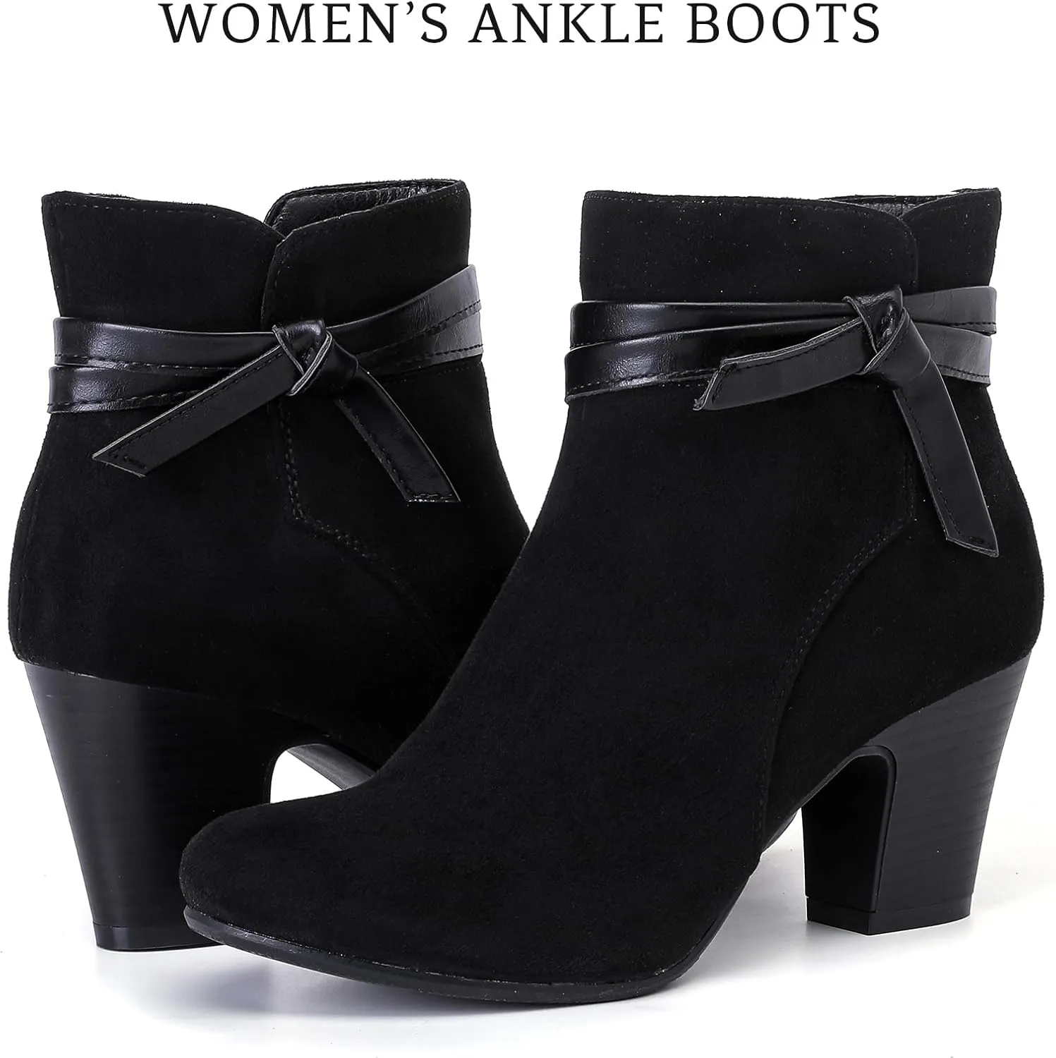 Women's Ankle Boots Casual Fashion Ladies Chunky Heeled Booties Comfortable Low Mid Heel Round Closed Toe Fall Winter Boots for Women.