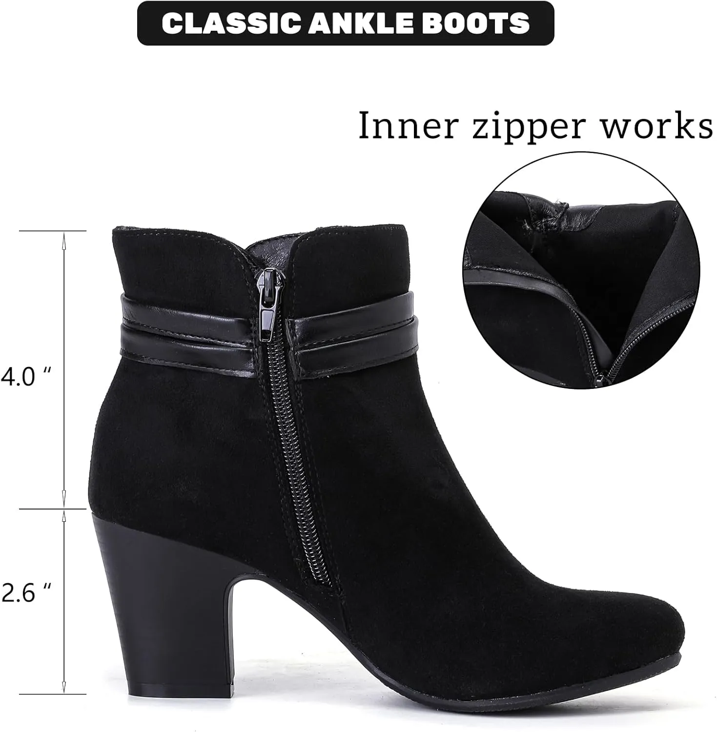 Women's Ankle Boots Casual Fashion Ladies Chunky Heeled Booties Comfortable Low Mid Heel Round Closed Toe Fall Winter Boots for Women.