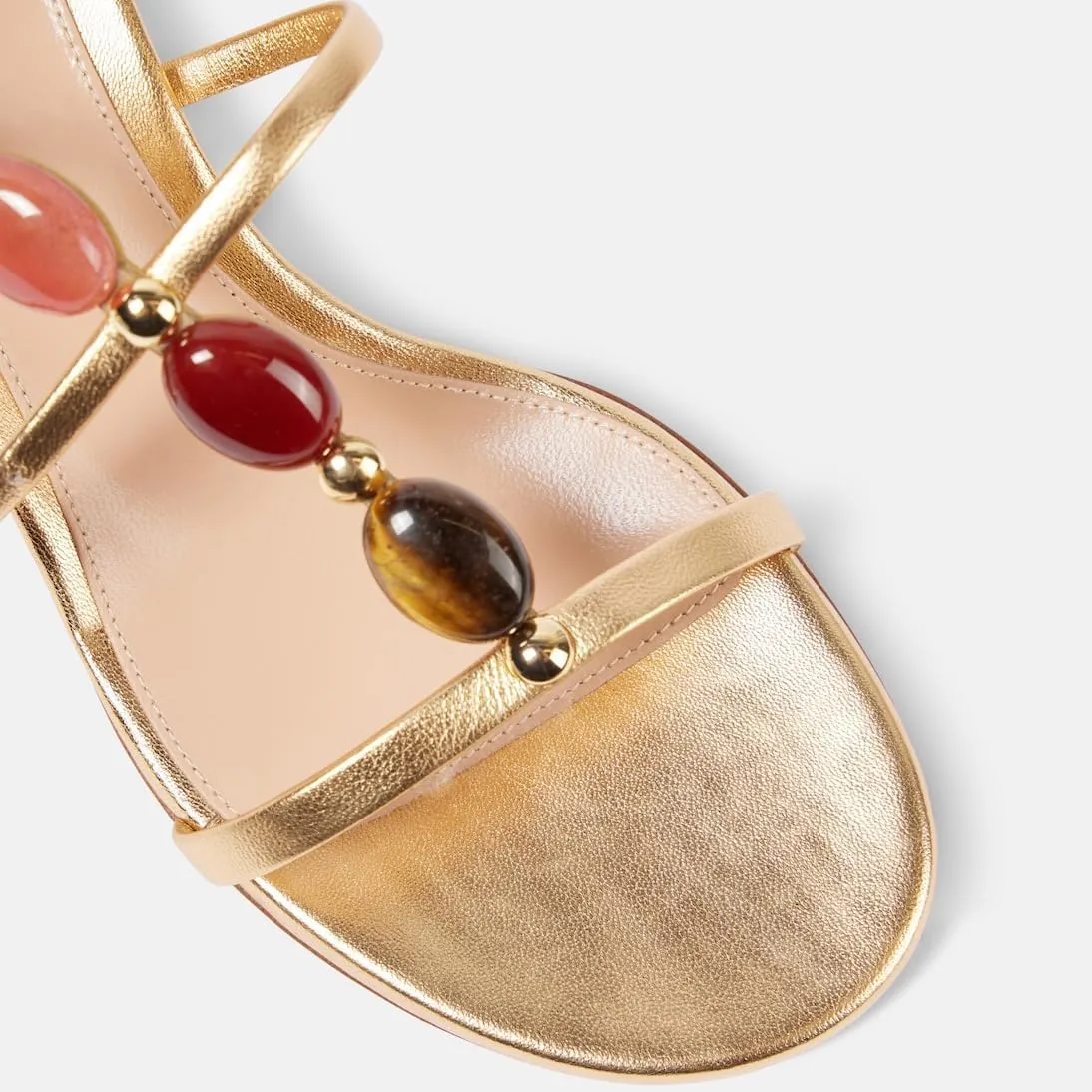 Women's Ankle Strap Sandals Gemstone Open Toe Block Heel Dress Shoes Buckle Strap Boho Leather Sandals