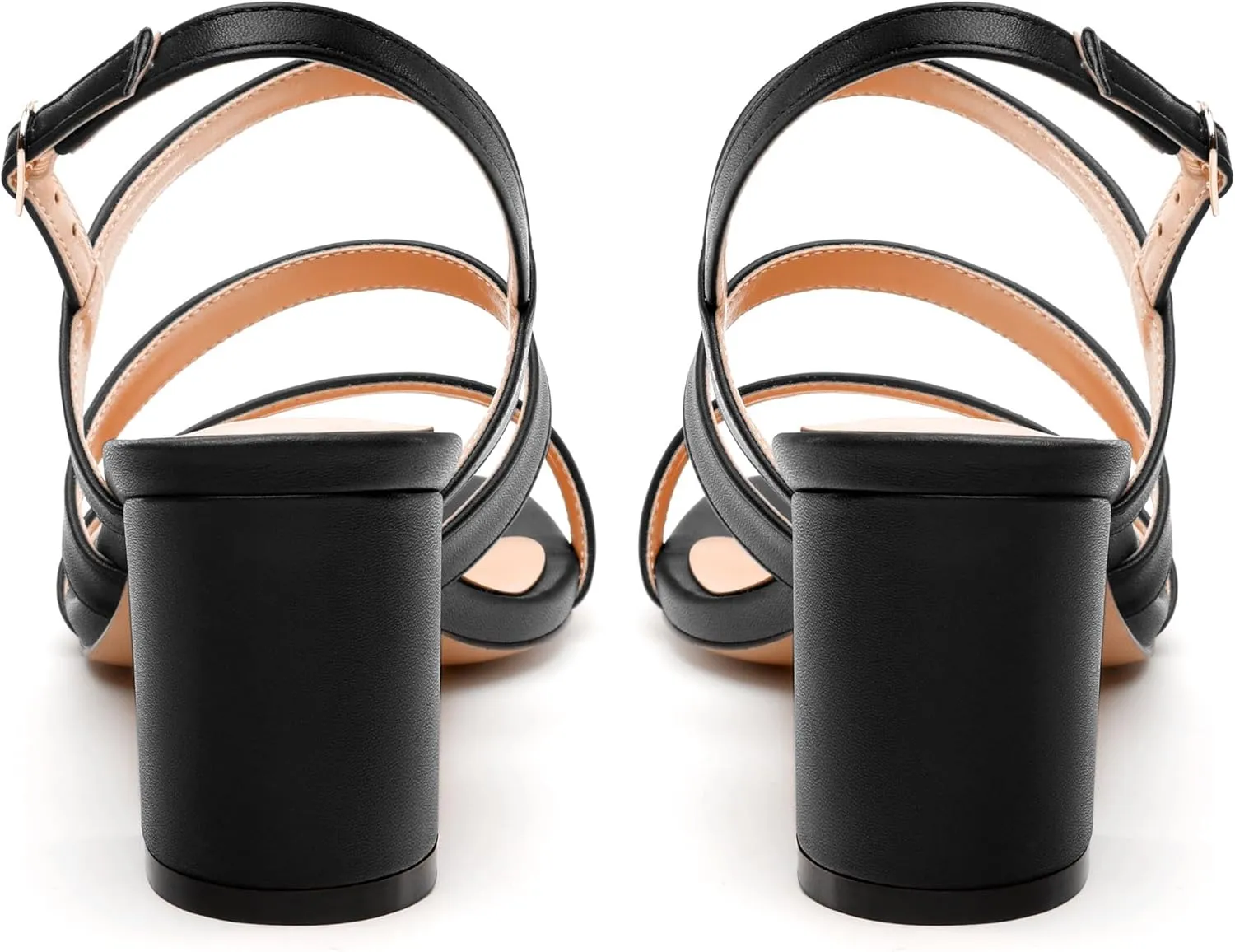 Womens Ankle Strap Sandals, Mid Block Heel Open Toe Strappy Sandals for Women, Low Chunky Heel Comfort Sandals 2"