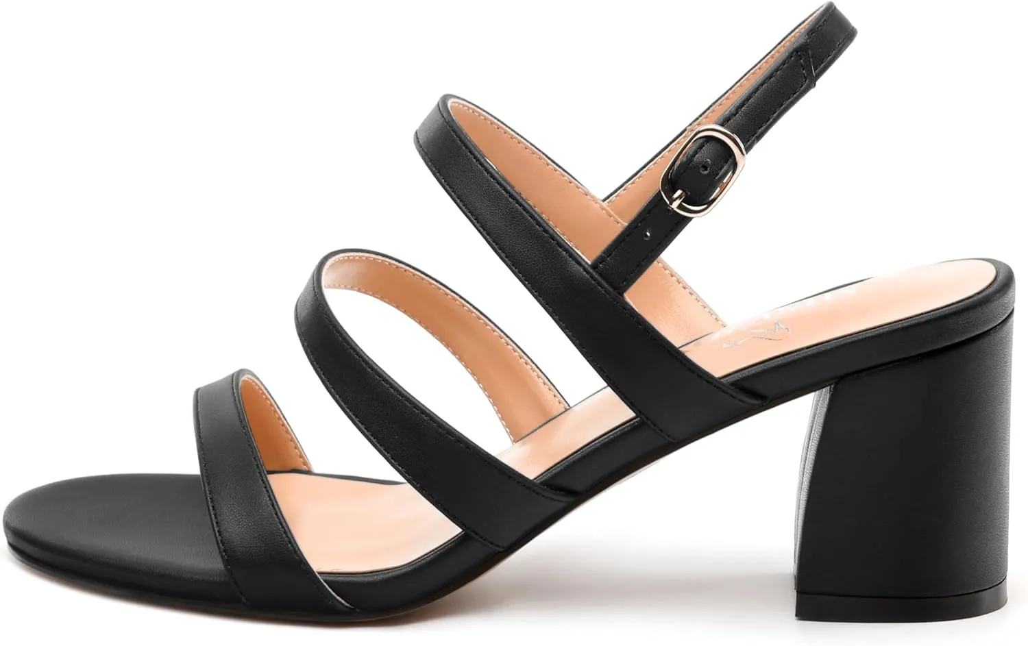 Womens Ankle Strap Sandals, Mid Block Heel Open Toe Strappy Sandals for Women, Low Chunky Heel Comfort Sandals 2"