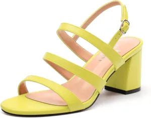 Womens Ankle Strap Sandals, Mid Block Heel Open Toe Strappy Sandals for Women, Low Chunky Heel Comfort Sandals 2"