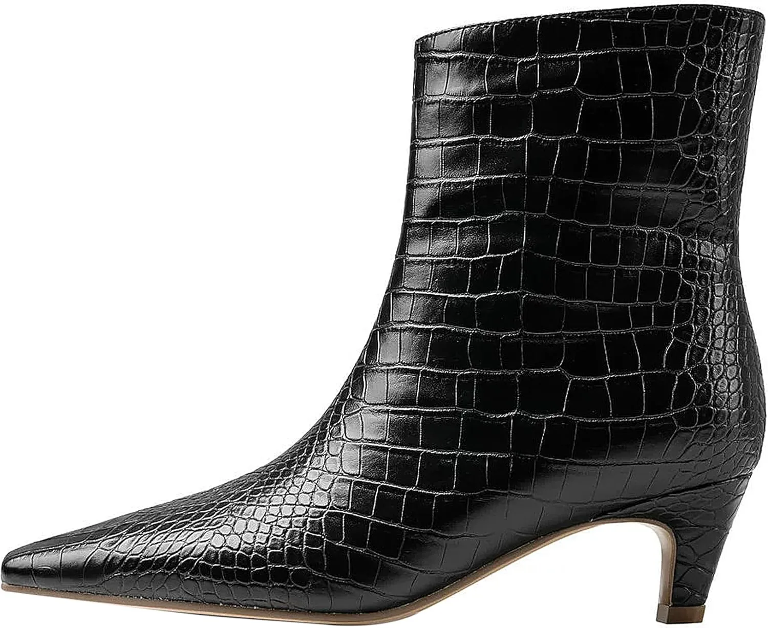 Womens Chunky Heel Pointed Toe Cowgirl Ankle Boots Dress Western Booties Crocodile Pattern Shoes Comfy Anti Leather Classic Elastic Relaxed Slouchy Sturdy Reliable