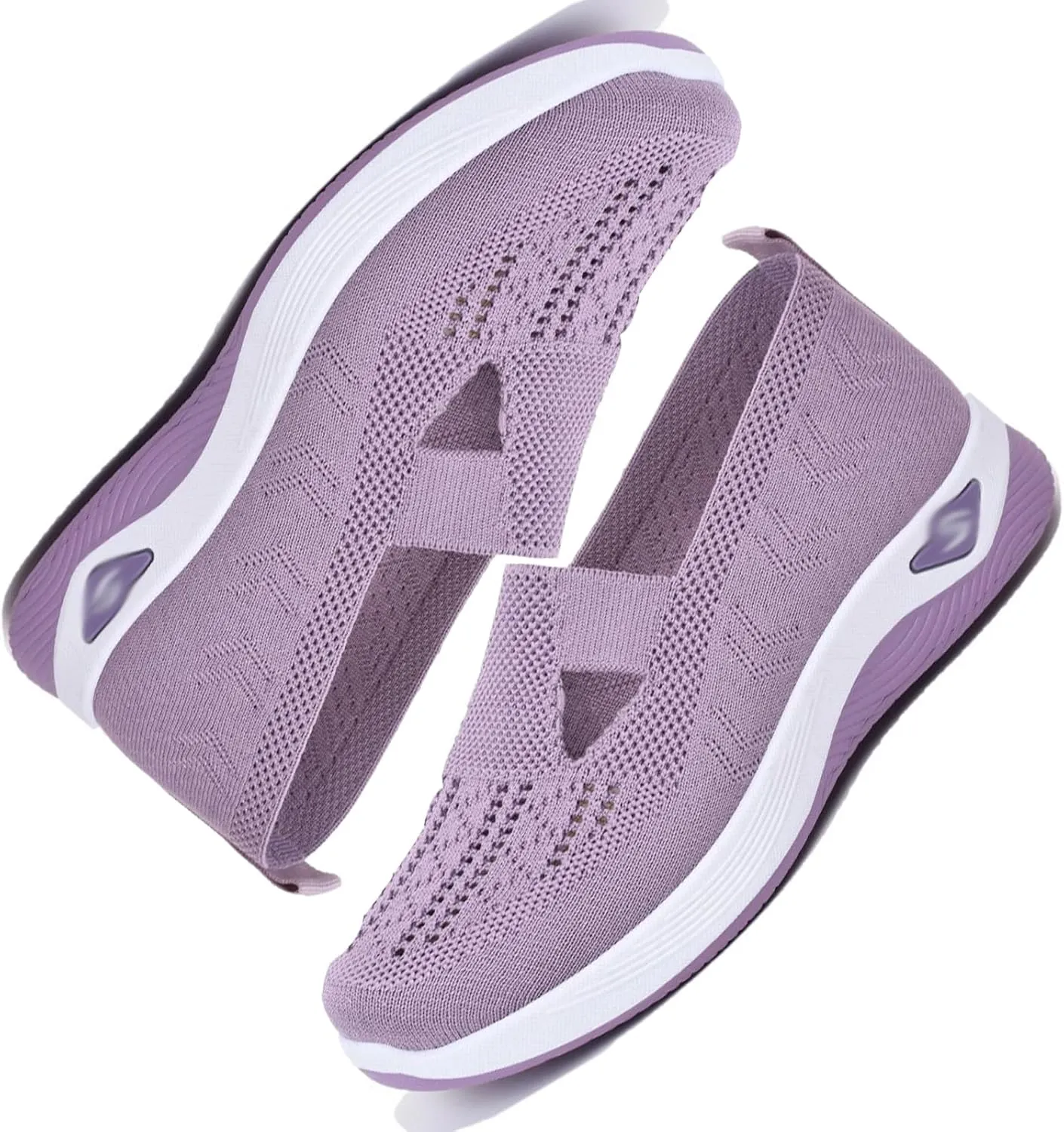 Women's Comfortable Breathable Knitted Sneakers, Woven Cut-Out Orthopedic Soft Arch Support Walking Shoes Low Top Sneakers for Woman