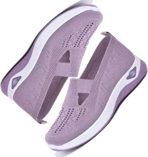 Women's Comfortable Breathable Knitted Sneakers, Woven Cut-Out Orthopedic Soft Arch Support Walking Shoes Low Top Sneakers for Woman