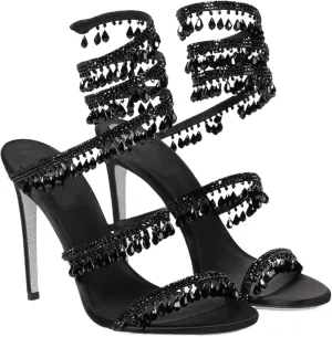 Women's Crystal Stiletto Heels Ankle Strap Sexy Open Toe High Heeled Sandals Wedding Prom Evening Pumps Shoes