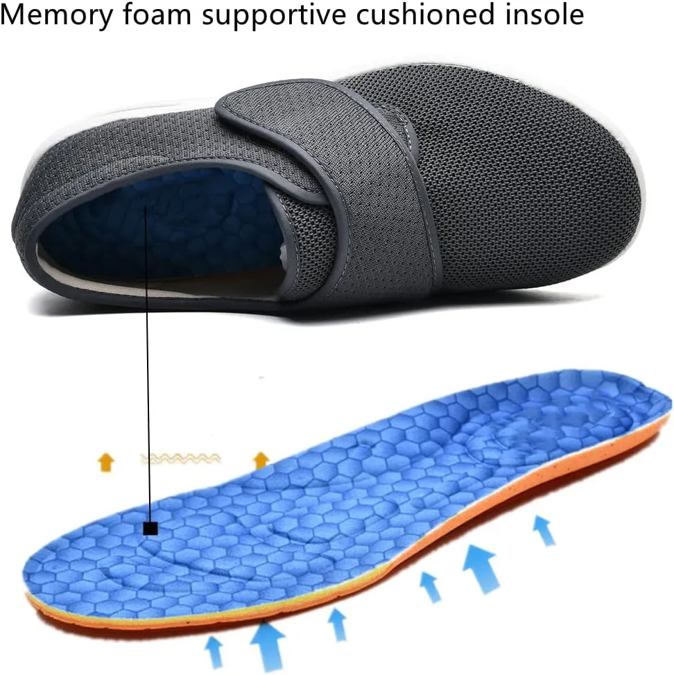 Women's Diabetic Shoes Wide Width Edema Shoes Breathable Memory Foam Lightweight Walking Sneakers for Elderly Swollen Feet