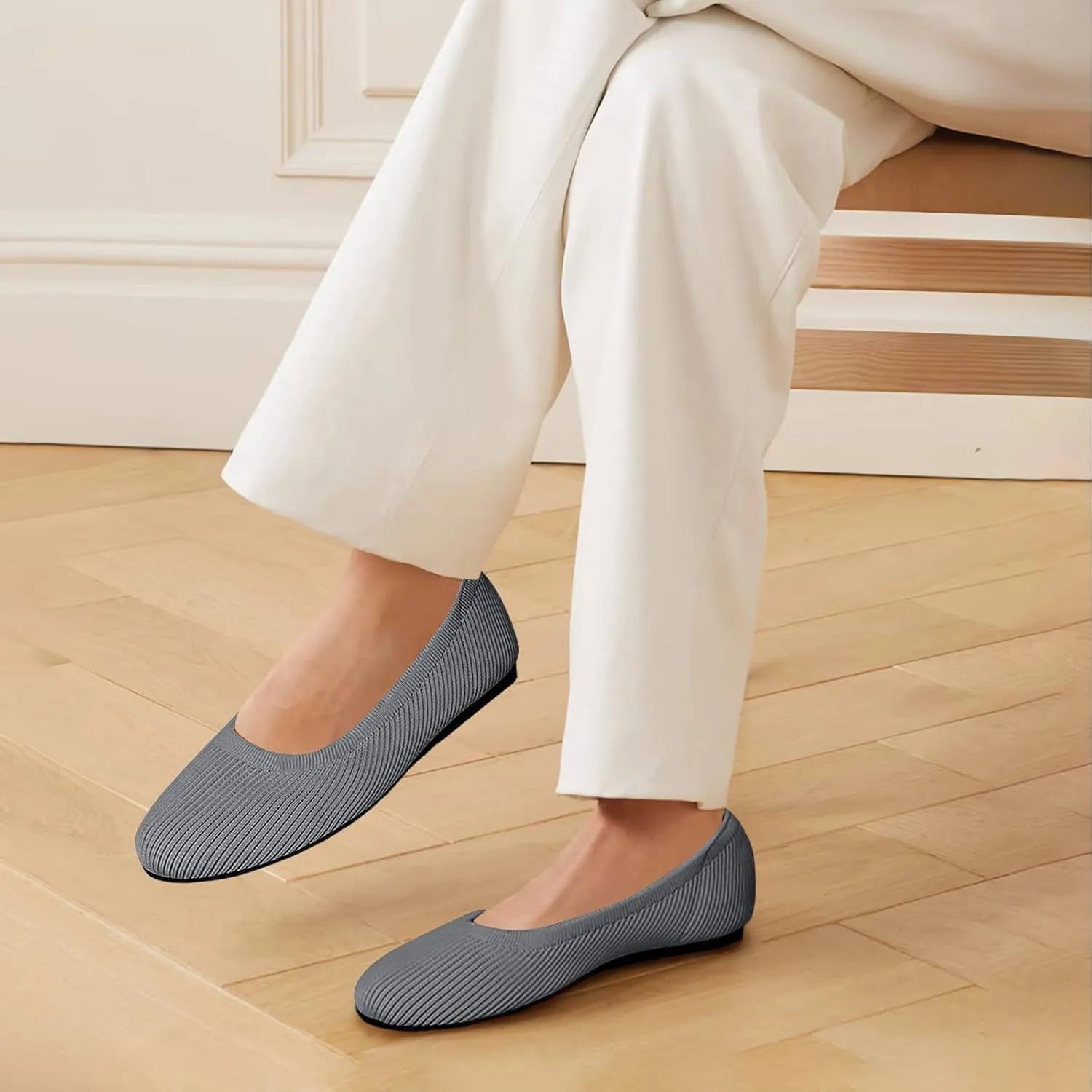 Women's Flats Shoes Round Toe Ballet Knit Comfortable Dressy Flat