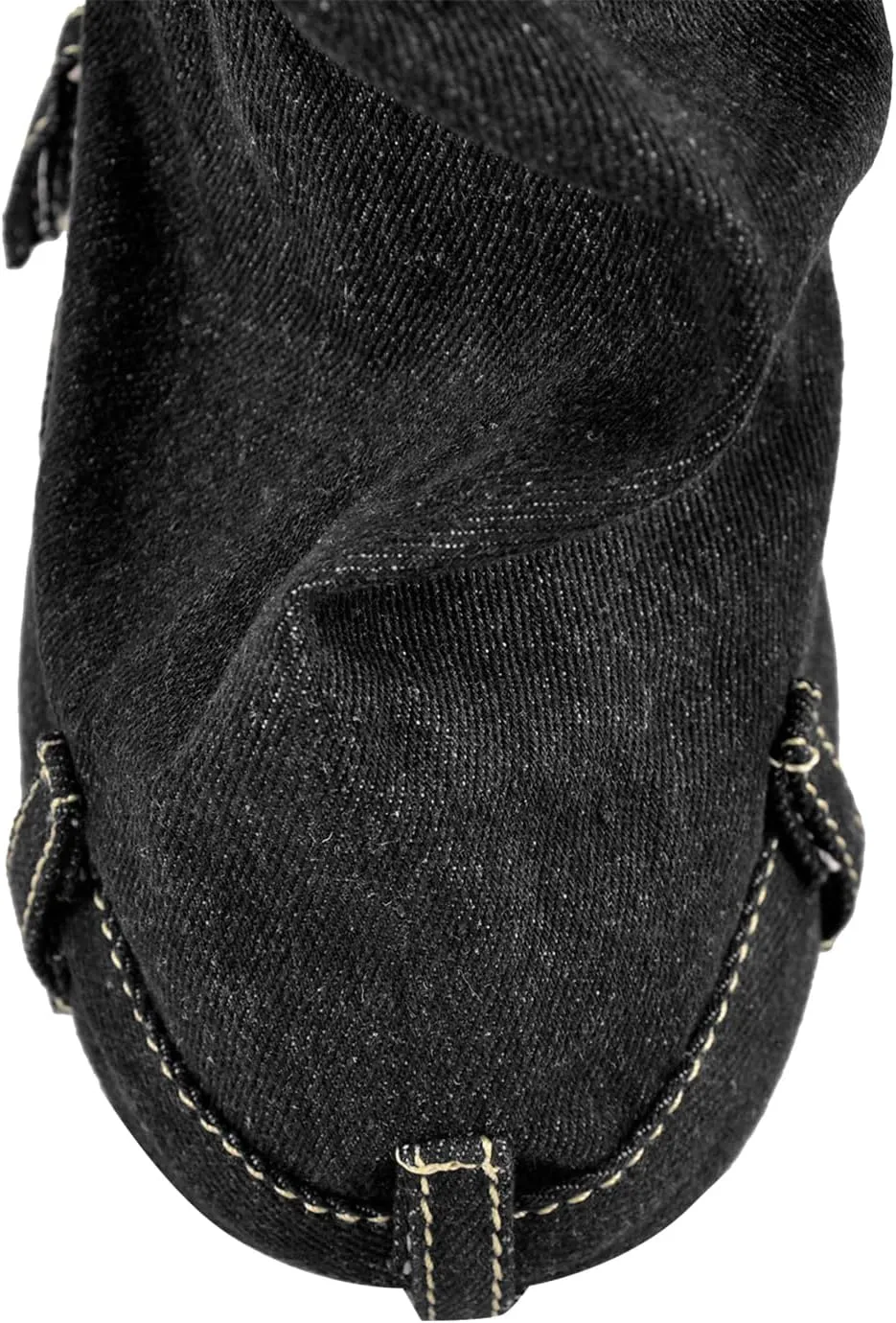 Women's Fold Over Knee High Denim Boots with Zipper Lock