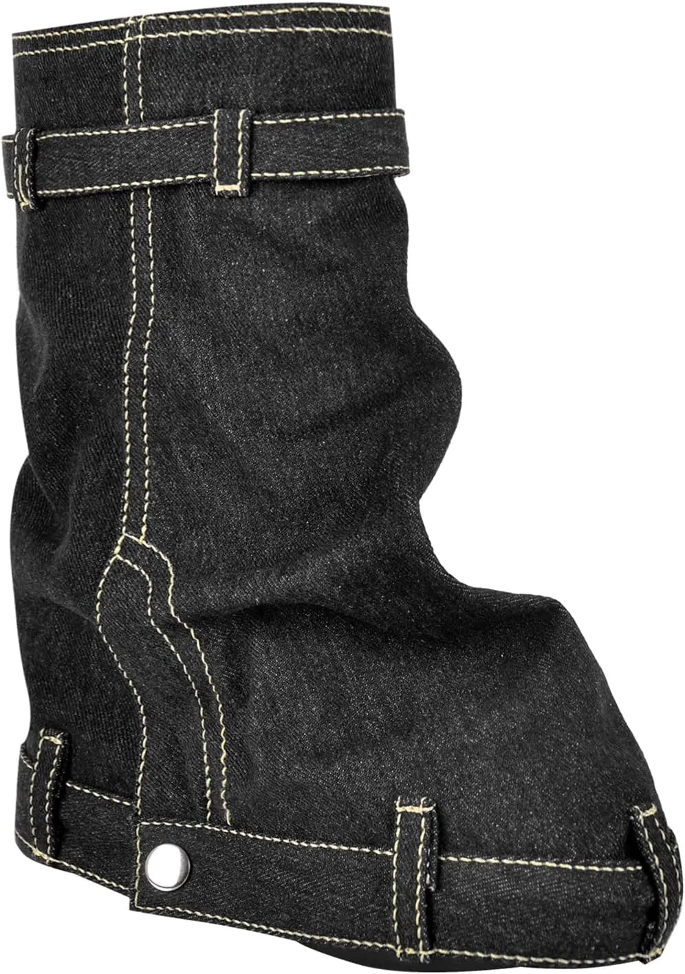 Women's Fold Over Knee High Denim Boots with Zipper Lock