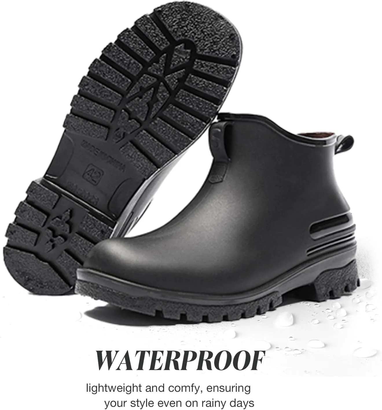 Women's Garden Shoes，Women's rain boots waterproof anti-slipping rainboots for ladies comfortable insoles stylish light ankle rain shoe