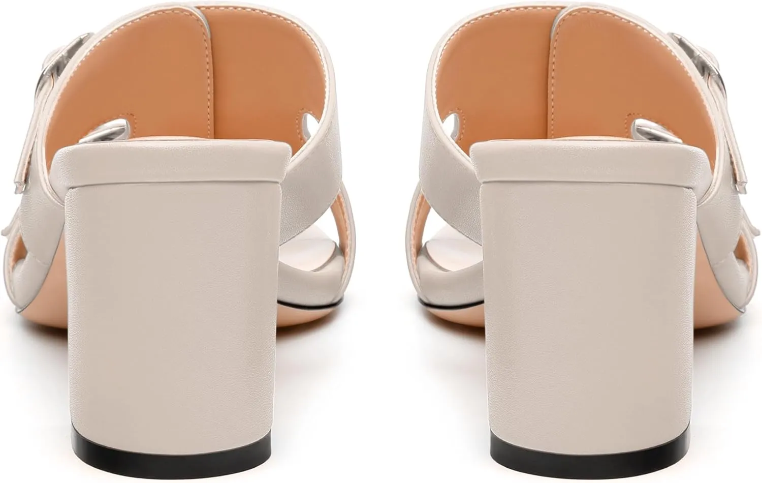 Women's Heeled Sandals, Round Open Toe Mid Chunky Heel, Buckle Fashion Slide Sandal for Wedding Party Daily Dressy