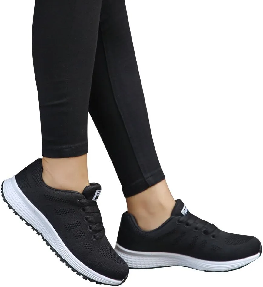 Women's Lace Up Walking Running Shoes Tennis Casual Womens Tennis Shoes Jogging Women's Shoes Casual Black Sneakers Slip On Tennis Shoe Trainers Shoe