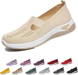 Women's Orthopedic Breathable Shoes,Women Woven Orthopedic Breathable SoftShoes Arch Support Slip-On Sneakers, Indoor Outdoor Casual Walking Anti-Skid Sports Shoes