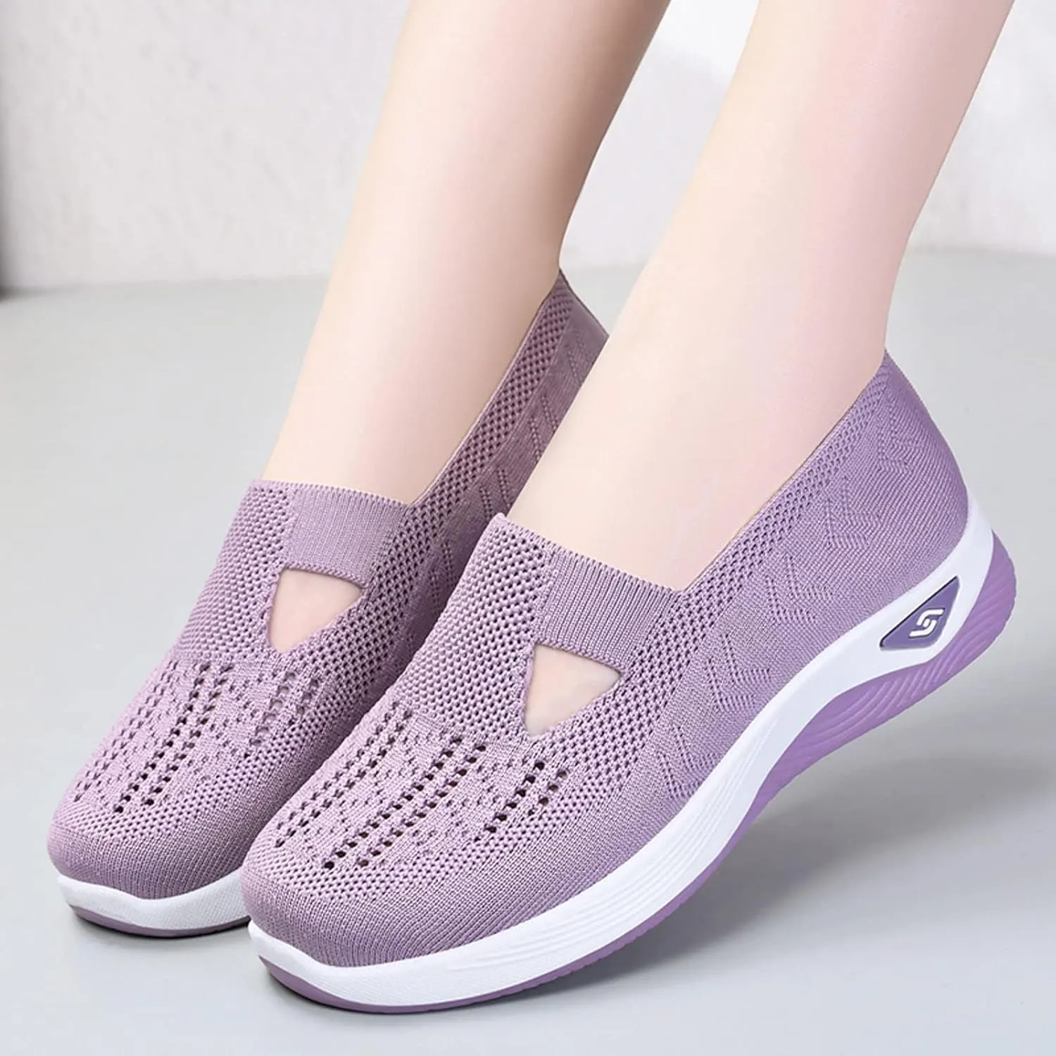 Women's Orthopedic Breathable Shoes,Women Woven Orthopedic Breathable SoftShoes Arch Support Slip-On Sneakers, Indoor Outdoor Casual Walking Anti-Skid Sports Shoes