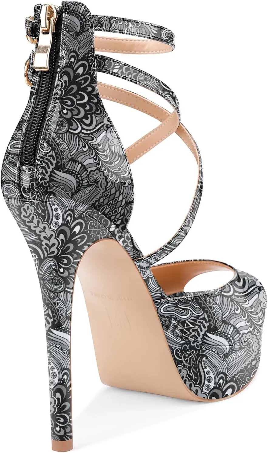Women's Platform Stiletto High Heels Peep Open Toe Crisscross Stilettos Strappy Sandals Heeled Spring Summer Sandals for Ladies Comfy 5 Inch