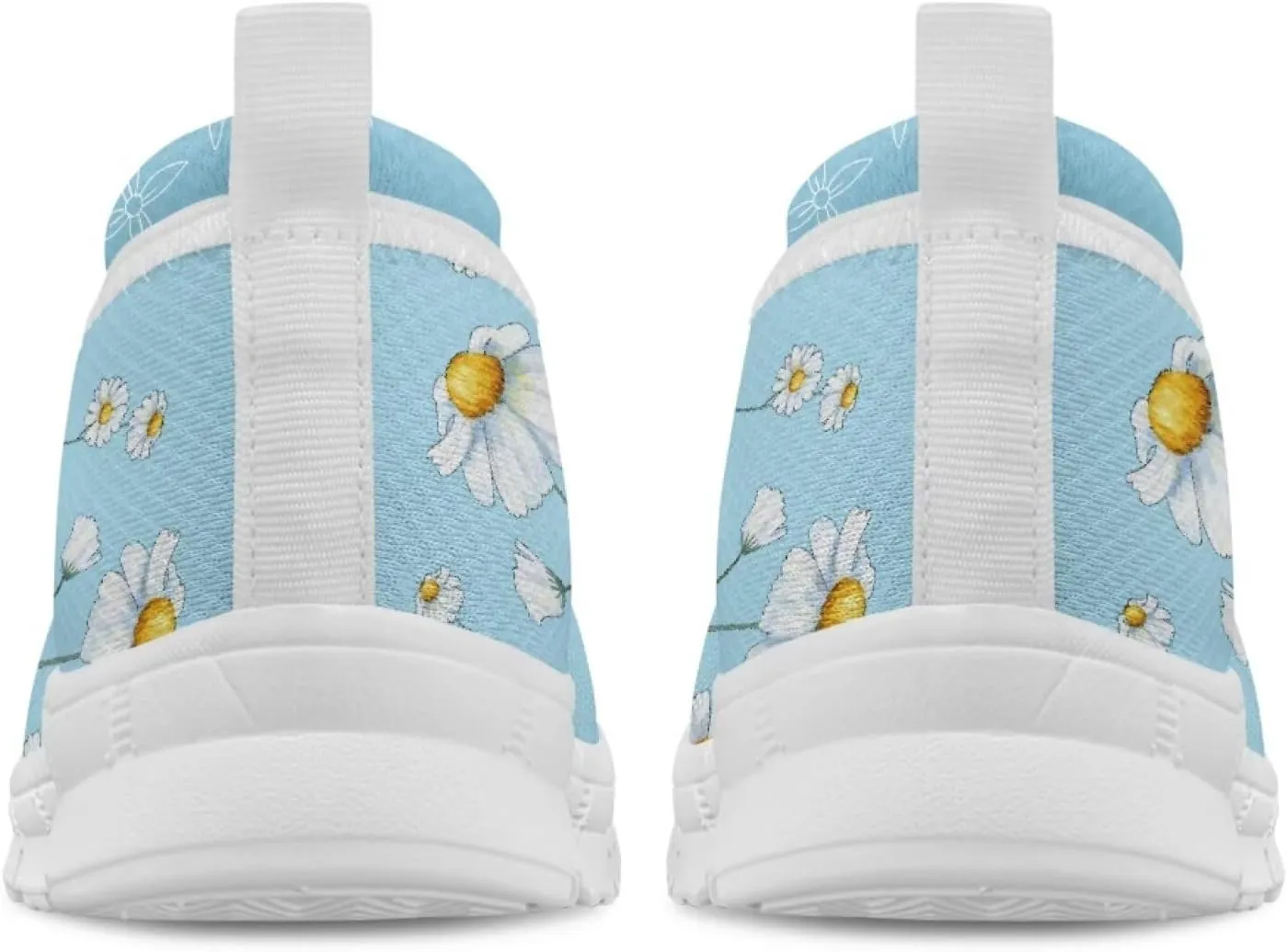 Women's Printed Ballet-Style Flats Slip on Everyday Casual Shoes Floral Paw Pattern Breathable Mesh Lightweight Comfortable Walking Shoes for Travel Dating White Sole Size 6-11