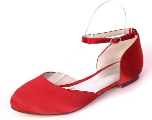 Women's Round Toe Satin Ballet Flats Buckled Low-Profile Comfortable Dress Shoes for Walking & Everyday Wear