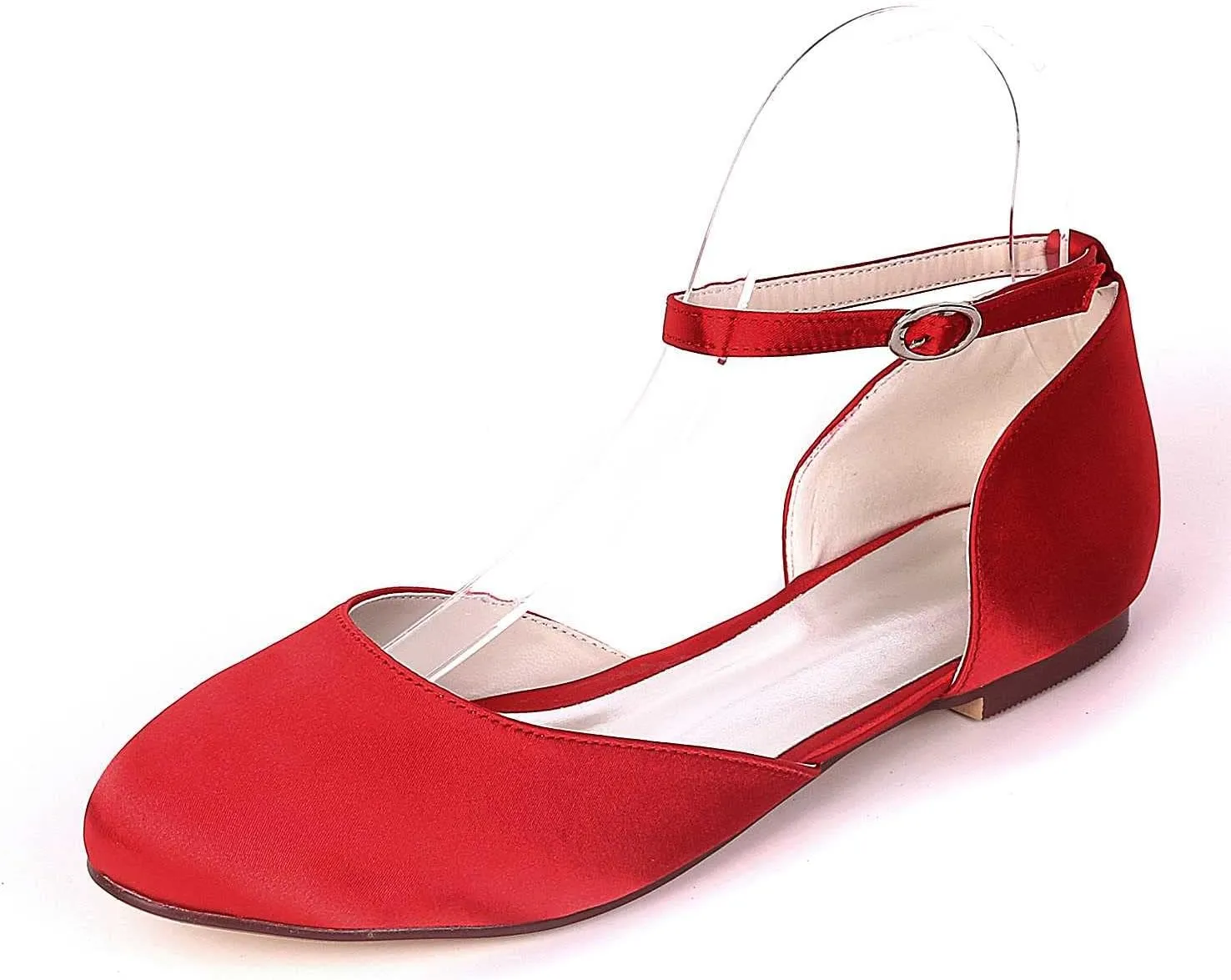 Women's Round Toe Satin Ballet Flats Buckled Low-Profile Comfortable Dress Shoes for Walking & Everyday Wear