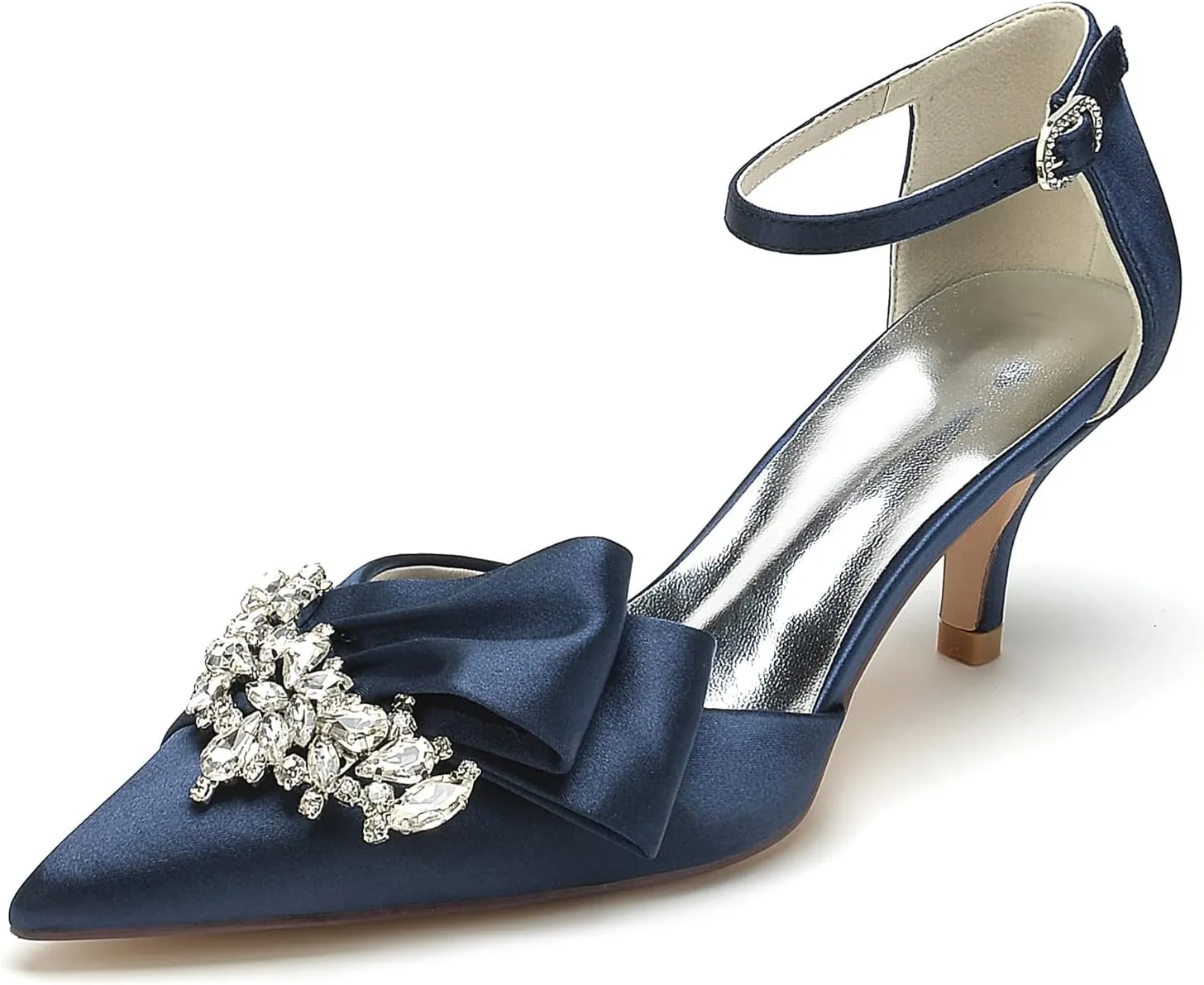 Women's Satin Wedding Heels Bridal Shoes Pointed Toe Wedding Pumps