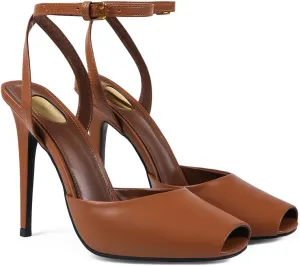 Womens Square Peep Toe Stiletto High Heels Ankle Strap Kitten Heels Sandals Backless Buckle Dress Party Fashion Shoes