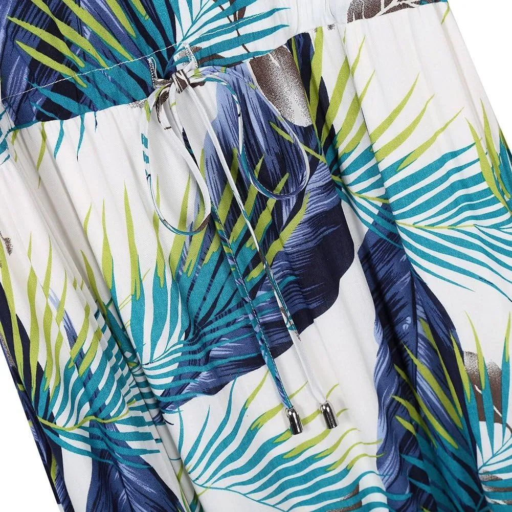 Women's Strap Maxi Hawaiian V Neck Floral Casual Beach Dresses