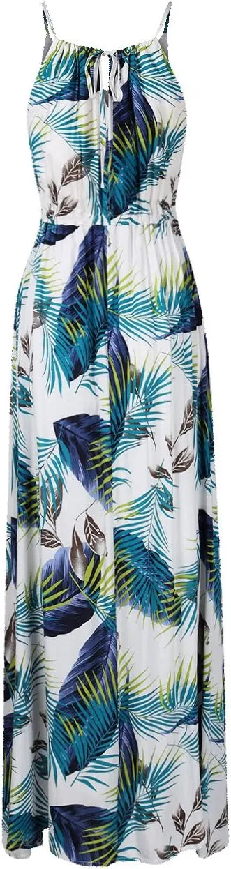 Women's Strap Maxi Hawaiian V Neck Floral Casual Beach Dresses
