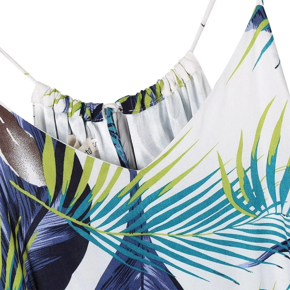 Women's Strap Maxi Hawaiian V Neck Floral Casual Beach Dresses