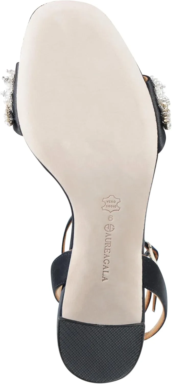 Women`s Stylish Leather Chunky heeled sandals with leather outsolefor dressy summer
