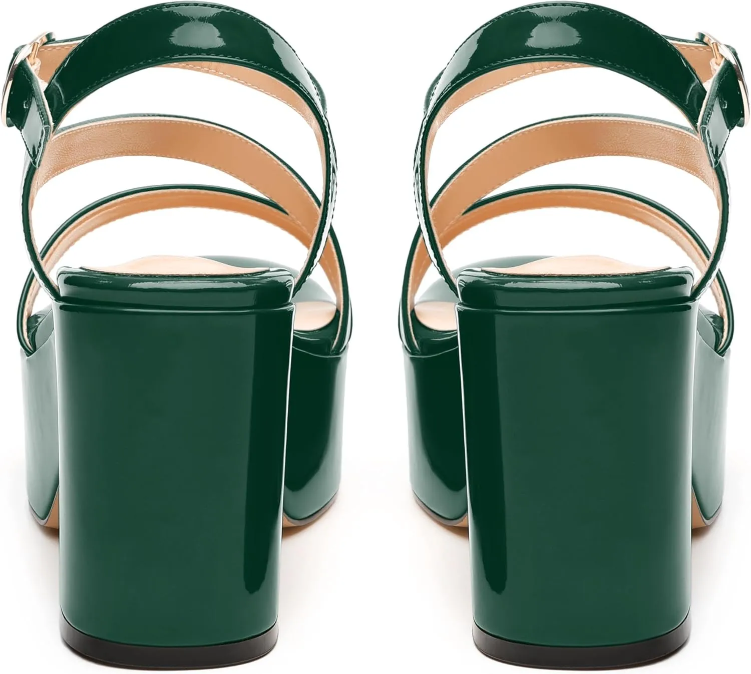 Womens Wedge Sandals, Round Toe Platform Sandals, Adjustable Strap with Buckle Fashion Solid Heeled Sandal for Work Wedding Party