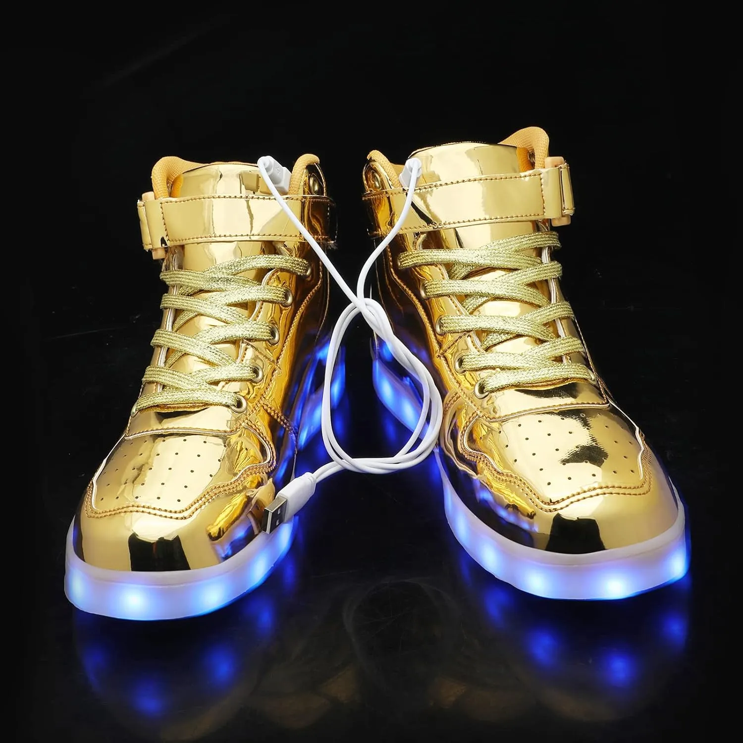 Wooowyet Kids LED Sneakers for Boys Hook&Loop Low Light Up Shoes LED Girls USB Recharging