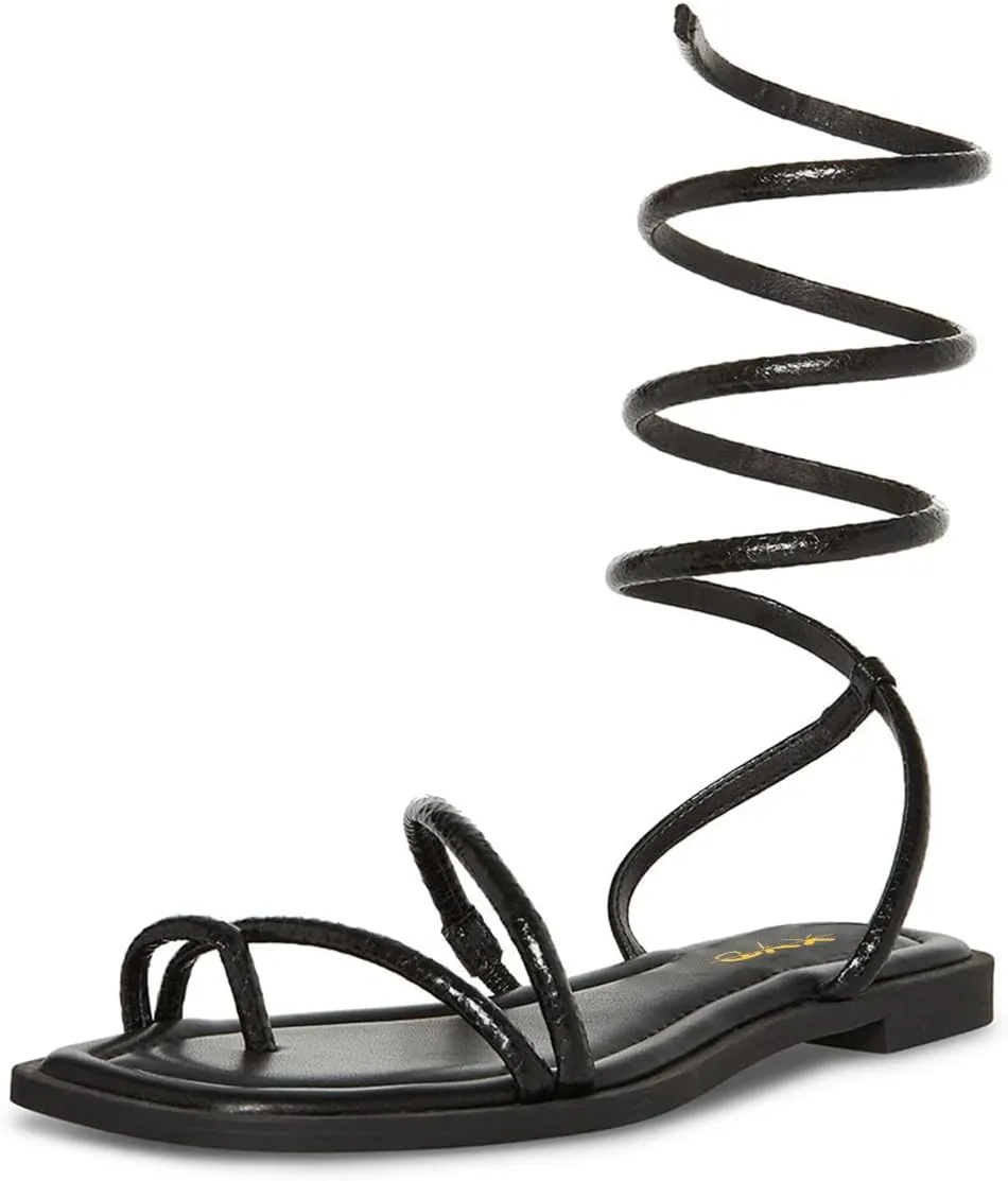 XYD Women's Casual Gladiator Flats Dressy Sandals Lace Up Strappy Open Toe Daily Wearing Beach Wedding Shoes