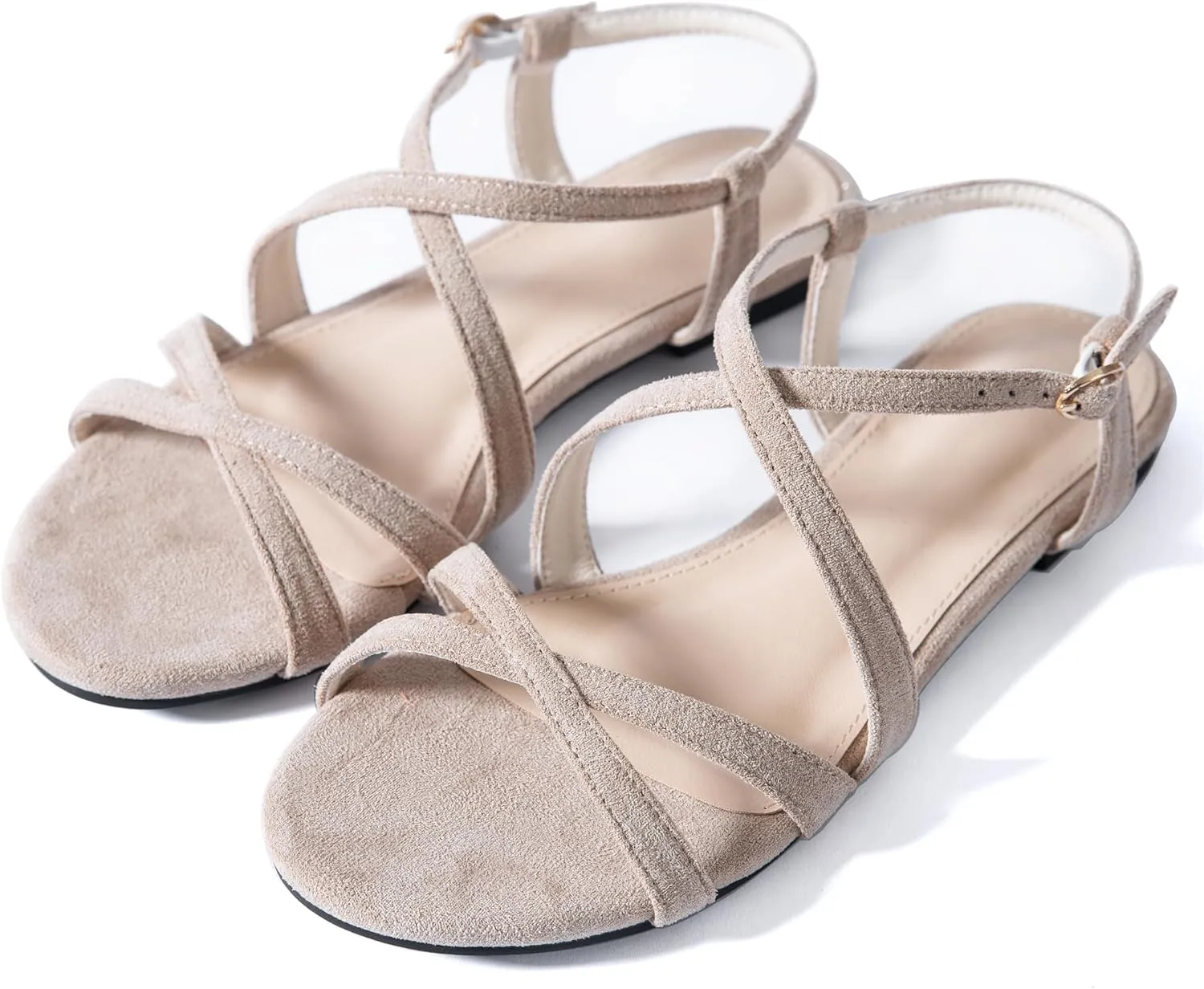 YANWENFANG Women Flat Sandals Adjustable Ankle Strap Roman Gladiator Boho Beach Summer Casual Vacation Goddess Vintage Italian Low Heel Block Festival Leather