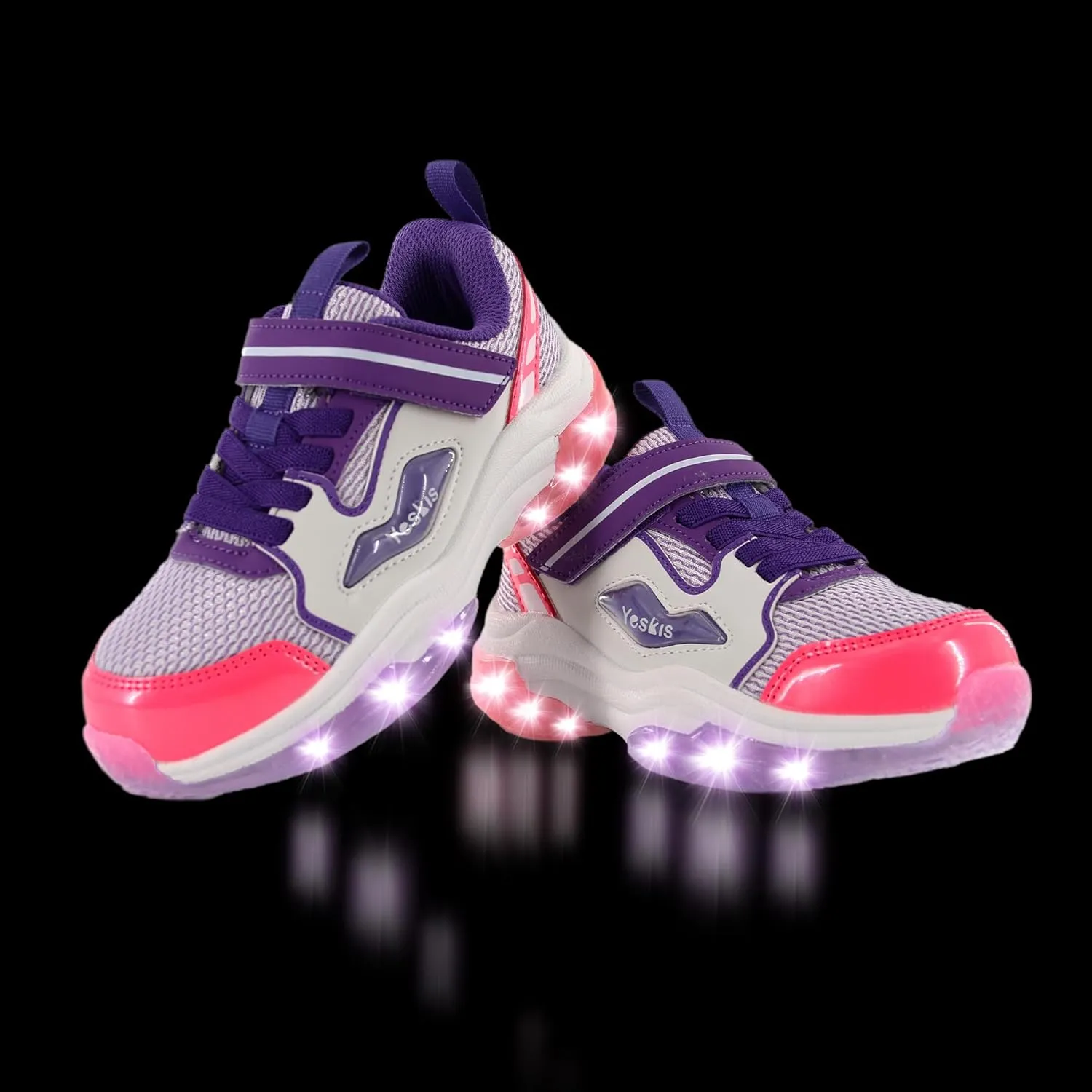 YESKIS Kids Boys Girls Light Up Shoes Lightweight Mesh Breathable Led Flashing FutuVibe Running Sneakers for Little Kid and Big Kid