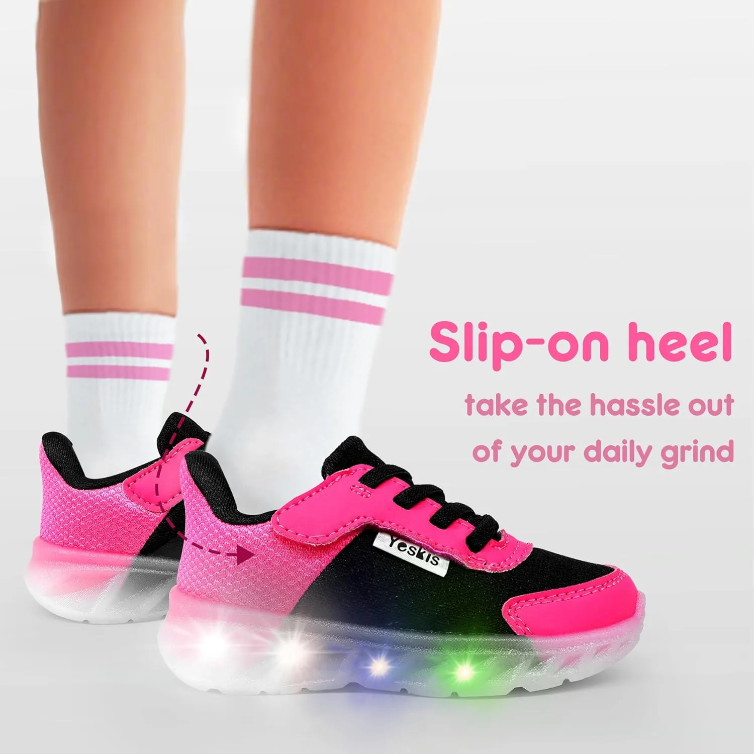 YESKIS Toddler Light Up Shoes Boys Girls Lightweight Breathable Mesh Non-Slip Running Sneakers for Toddler and Little Kid