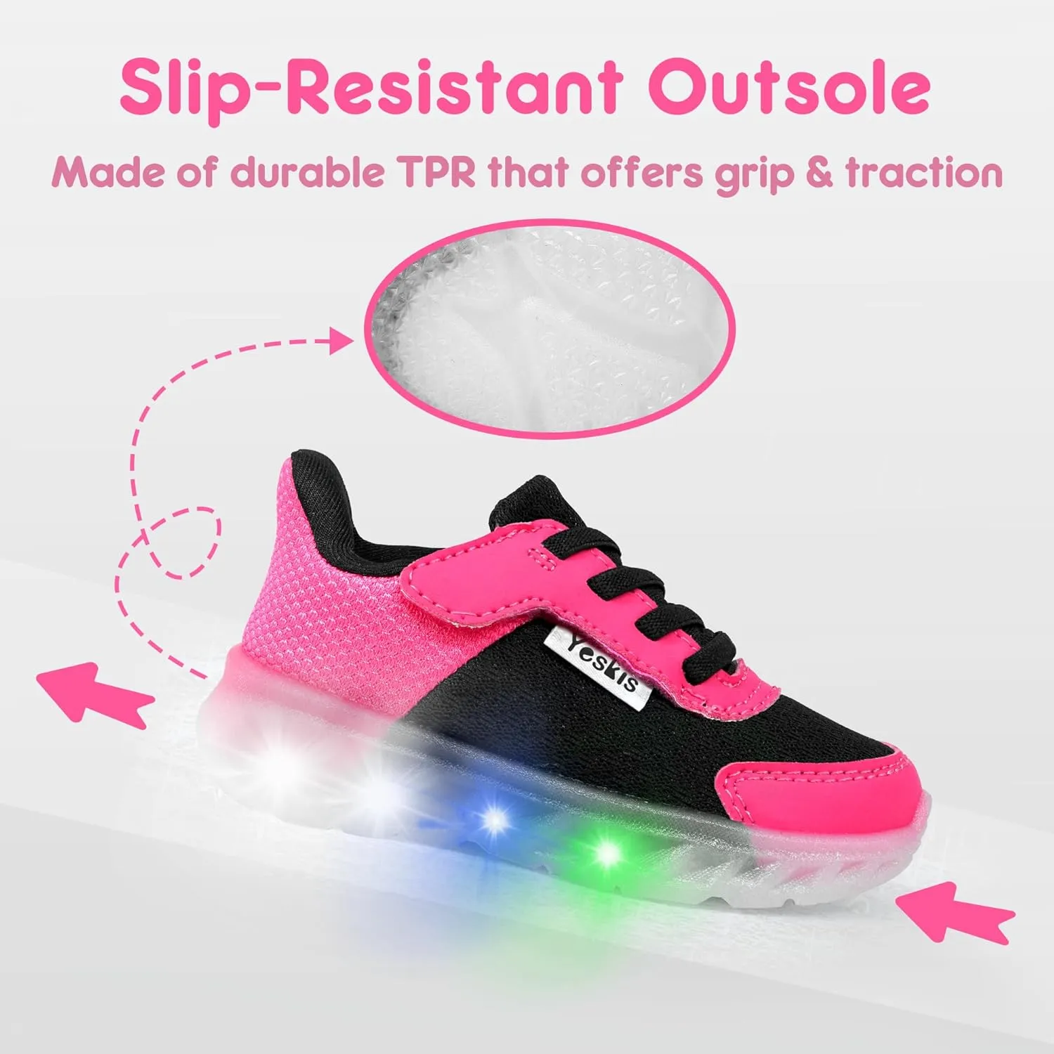 YESKIS Toddler Light Up Shoes Boys Girls Lightweight Breathable Mesh Non-Slip Running Sneakers for Toddler and Little Kid