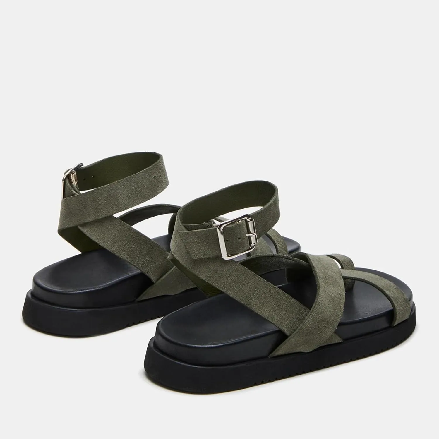 Yishaweiqi Platform Sandals for Women Ankle Wrap Buckle Strap Flat Sandals Toe Ring Comfort Footbed Flatform Sandals Dress Summer Shoes