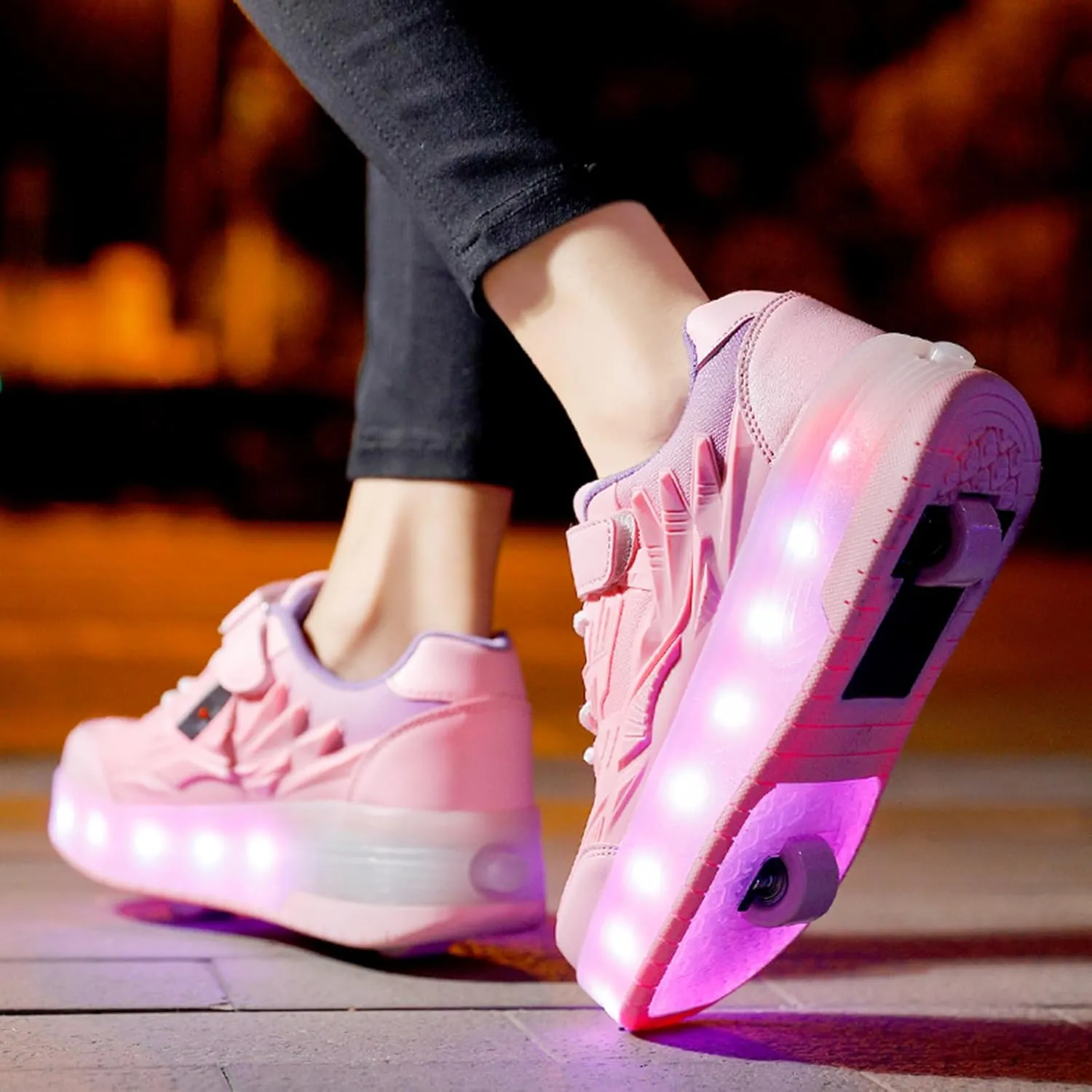 YUNICUS Roller Shoes for Girls Boys Kid Light Up Sneakers with Wheels