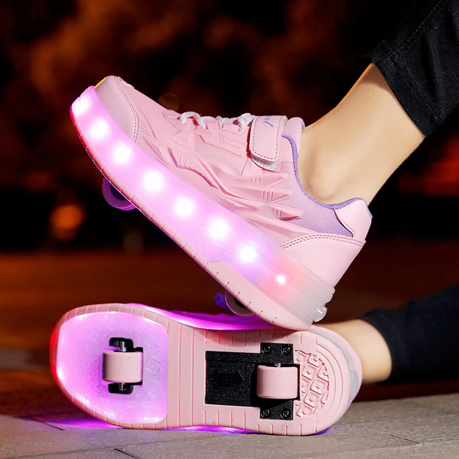 YUNICUS Roller Shoes for Girls Boys Kid Light Up Sneakers with Wheels