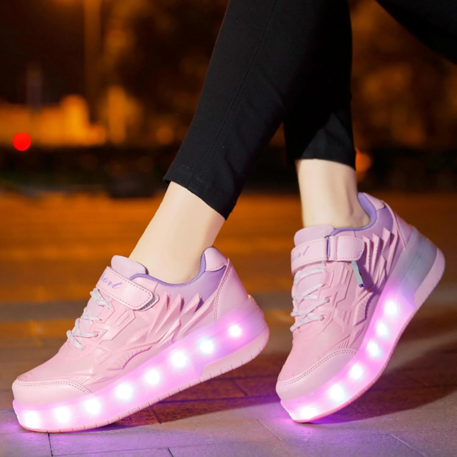 YUNICUS Roller Shoes for Girls Boys Kid Light Up Sneakers with Wheels