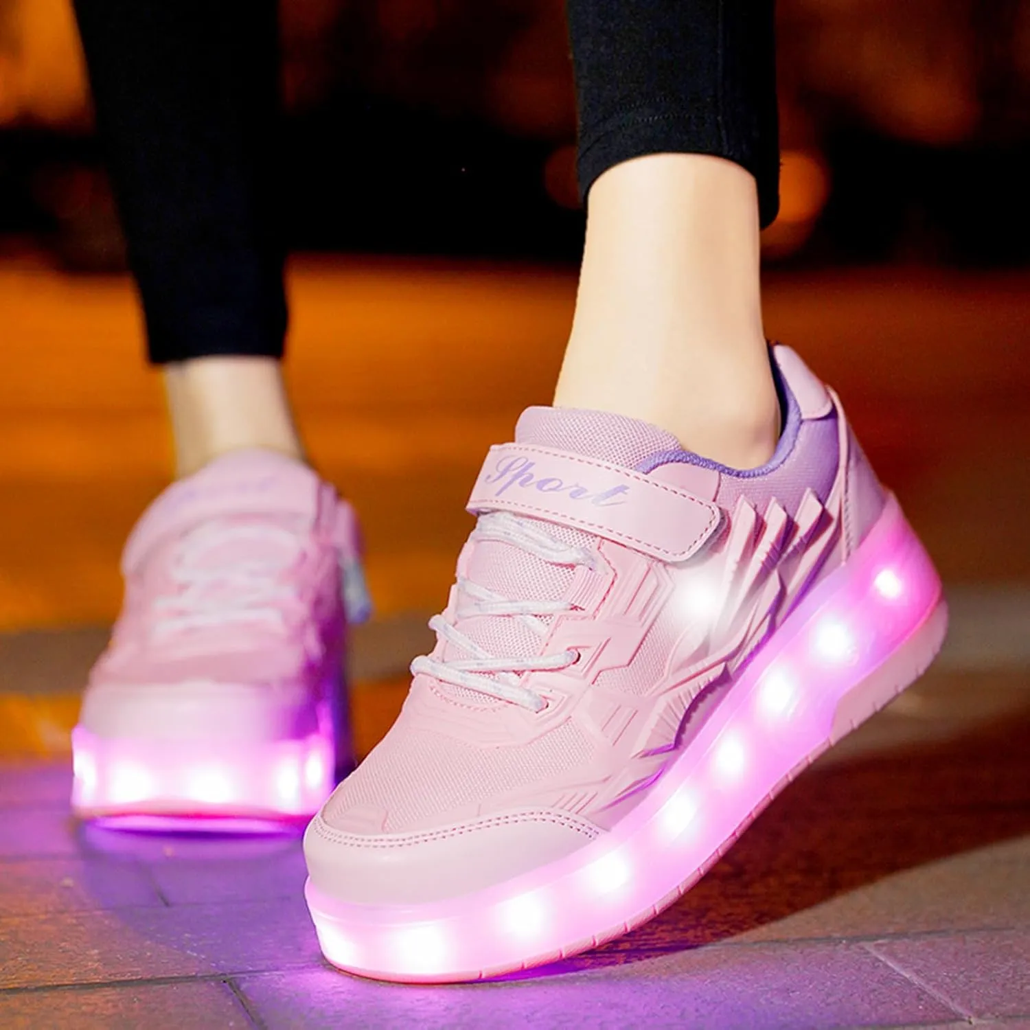 YUNICUS Roller Shoes for Girls Boys Kid Light Up Sneakers with Wheels